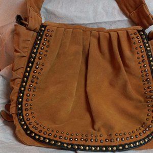 Nicole Lee Vintage Purse, made in the USA , soft suede purse, studded , preowned